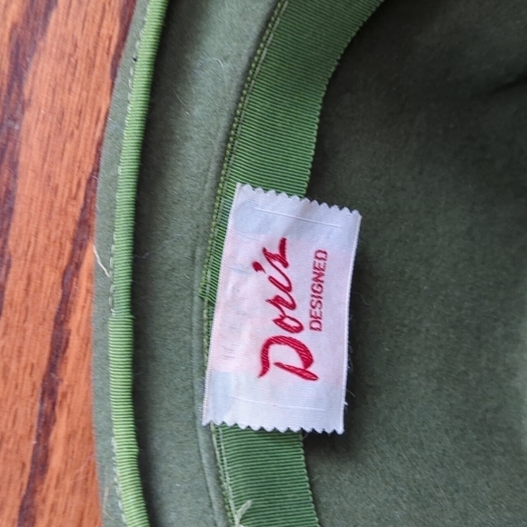 Vtg 60s Hat Doris Designed   avocado green Stovepipe unique festival indie wool - Picture 3 of 6